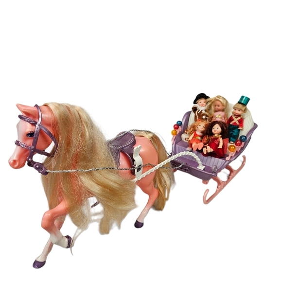 Rare Barbie Nutcracker Marzipan Candy Sleigh & 5 Sugar‎ Plum Fairies Play Set - Picture 1 of 15